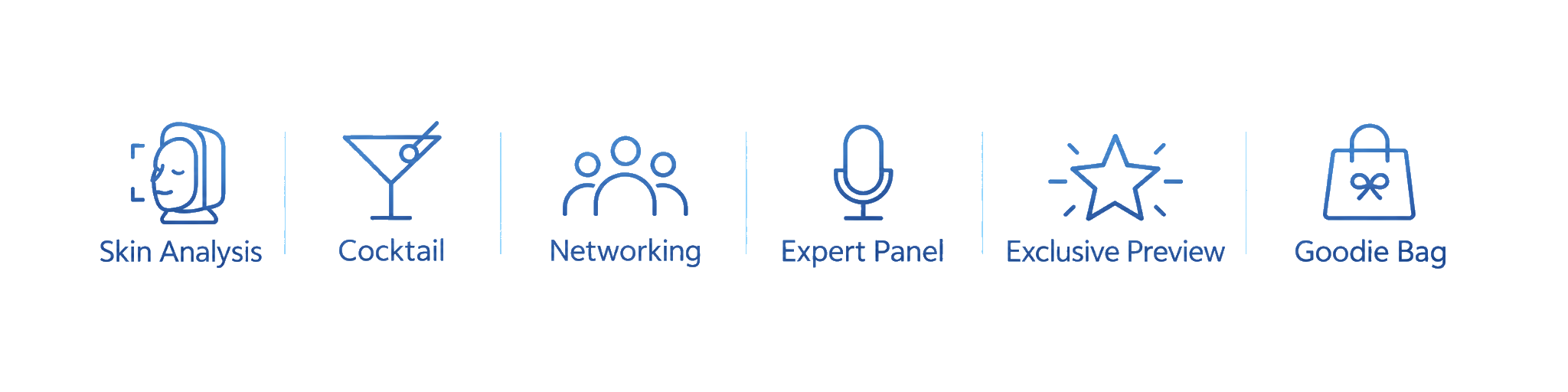 Skin Analysis, Cocktail, Networking, Expert Panel, Exclusive Preview, Goodie Bag